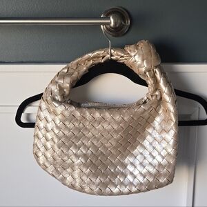Urban Expressions Elegant Woven Handbag  Clutch in Shimmering Rose Gold